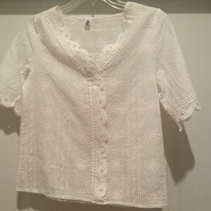 Women’s White Lace Embroidered Top